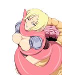  aya_brea bhm blonde_hair blue_eyes breasts cleavage female huge_tongue jacket one_eye_closed parasite_eve parasite_eve_ii short_hair sweat tentacle tongue vore wink 