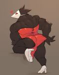  &lt;3 absurd_res anthro avian back_muscles big_bulge big_butt bulge bunny_costume butt clothed clothing costume crossdressing deltarune footwear hi_res high_heels looking_at_viewer male muscular muscular_anthro muscular_male reaching_back red_clothing simple_background solo swatchling tugging_clothing undertale_(series) video_games vorusuarts 