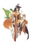  1girl 7an.zi ^_^ absurdly_long_hair animal animal_ear_fluff animal_ears anklet bangle bangs bare_shoulders barefoot black_hair blunt_bangs bracelet breasts chinese_commentary cleavage closed_eyes closed_mouth collarbone commentary_request detached_sleeves dress earclip fangs flower fox fox_ears fox_girl fox_tail full_body gold grey_leggings grey_sleeves hagoromo hair_flower hair_ornament head_tilt highres jewelry leggings long_hair looking_at_viewer medium_breasts multiple_rings orange_eyes orange_shawl original pelvic_curtain plant purple_dress ring shawl short_sleeves sidelocks simple_background sitting sketch skindentation solo strapless strapless_dress tail teeth thighlet tongue tongue_out very_long_hair white_background white_flower yellow_flower 