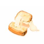  animal animal_focus cat chai_(drawingchisanne) cheese commentary food food_focus no_humans original shadow signature simple_background toast undersized_animal white_background 
