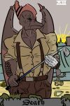  anthro bald card clothed clothing dinosaur english_text eye_scar facial_scar gloves golf_club handwear hi_res male mature_male pterodactylus pterosaur reptile ripley_(snoot_game) scalie scar snoot_game_(fan_game) solo suspenders tarot_card text unknown_artist video_games wings 