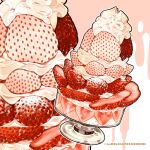  commentary cup food food_focus fruit highres le_delicatessen original parfait pink_background powdered_sugar sparkle still_life strawberry strawberry_parfait whipped_cream white_strawberry zoom_layer 