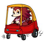  1:1 2022 animal_crossing anthro apron apron_only brown_body clothing colored cozy_coupe digital_drawing_(artwork) digital_media_(artwork) driving edit female guywiththepie hi_res humor lesmallow looking_at_viewer mostly_nude nintendo sable_able simple_background solo toy_car video_games white_background 