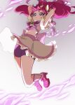  1girl back_bow bike_shorts boots bow butterfly_brooch crop_top cure_dream hair_rings highres kamogawa140 long_hair midriff navel pink_bow pink_hair precure purple_bike_shorts purple_eyes short_sleeves skirt solo white_skirt yes!_precure_5 yes!_precure_5_gogo! yumehara_nozomi 