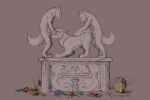  absurd_res anthro bodily_fluids brother brothers canid canine canis cum family felid feline female feral flower genital_fluids hi_res incest_(lore) male mammal marble mother parent plant sculpture sibling statue wolf 