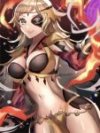  1girl bangs black_feathers blonde_hair bodystocking book breasts circlet cleavage detached_collar feathers fire_emblem fire_emblem_fates fire_emblem_heroes grey_eyes hair_ornament highres hip_armor holding holding_book liszodow long_hair looking_at_viewer medium_breasts navel o-ring official_alternate_costume ophelia_(fire_emblem) pantyhose pelvic_curtain puffy_sleeves shoulder_pads smile solo swept_bangs teeth 