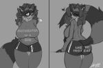  anthro big_breasts black_and_white bottomwear breasts butt clothed clothing female fluffy fluffy_tail humor mammal monochrome one_eye_closed procyonid raccoon shorts solo sumi_(wingmandraws) wingmandraw wink 