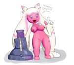  anthro breasts cactuscacti english_text female genitals gesture hammer nipples open_mouth pointing pussy simple_background solo solo_focus text thick_thighs tinkaton tools 