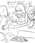  anon_(snoot_game) anthro bald bed ceratopsian clothed clothing dialogue dinosaur english_text facial_horn fang_(gvh) feathered_wings feathers female furniture goodbye_volcano_high group hadrosaurid hair hi_res horn human humor long_hair long_snout male mammal monochrome naomi_(gvh) ornithischian parasaurolophus pterodactylus pterosaur reptile scalie sketch snoot_game_(fan_game) snout stillzero text triceratops trish_(gvh) wings 
