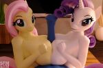 16:9 3d_(artwork) anthro big_breasts breast_play breasts digital_media_(artwork) erection female female/female fluttershy_(mlp) friendship_is_magic genitals group hasbro hi_res huge_breasts male male/female my_little_pony nude penis rarity_(mlp) sex symm titfuck trio widescreen 
