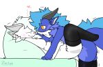  &lt;3 anthro bed big_tail blue_body blue_fur blue_hair blush bodily_fluids breasts clothing dragon duo female female_penetrated fur furniture furred_dragon hair hi_res horn legwear legwear_only male male/female male_penetrating male_penetrating_female orange_eyes penetration pillow sex sweat thigh_highs vaginal vaginal_penetration white_body white_fur zertyz 