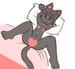  &lt;3 &lt;3_censor absurd_res accessory anthro bed black_body black_fur blush censored chabooey chest_tuft collar domestic_cat felid feline felis female flat_chested fur furniture hair_accessory hands_behind_head hi_res kiki_(chabooey) lying lying_on_bed mammal nude on_back on_bed pillow smile smiling_at_viewer solo spread_legs spreading tuft 
