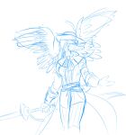  anthro bloodborne clothed clothing dinosaur fang_(gvh) feathered_wings feathers female fromsoftware goodbye_volcano_high hat headgear headwear hi_res long_snout melee_weapon monochrome pterodactylus pterosaur rapier reptile scalie simple_background sketch snoot_game_(fan_game) snout solo sony_corporation sony_interactive_entertainment sword unknown_artist video_games weapon white_background wings 