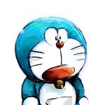  1:1 2016 anthro bell blue_body blue_fur collar domestic_cat doraemon doraemon_(character) felid feline felis front_view fur machine male mammal mt_tg open_mouth pouch_(anatomy) red_collar red_nose robot shaded simple_background solo standing whiskers white_background white_body white_fur 