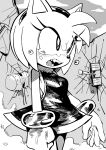  2022 absurd_res accessory amy_rose angry anthro black_and_white blood blush bodily_fluids bracelet clothing dress eulipotyphlan fangs female hair_accessory hairband hammer hedgehog hi_res jewelry mammal monochrome oposa sega solo sonic_the_hedgehog_(series) tears tools 