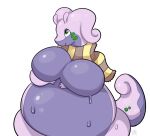  antennae_(anatomy) anthro big_breasts breasts female generation_6_pokemon goodra green_eyes hi_res huge_breasts mostly_nude nintendo non-mammal_breasts obese obese_anthro obese_female overweight overweight_anthro overweight_female pokemon pokemon_(species) purple_body scarf scarf_only simple_background slime smile solo video_games villmix white_background wide_hips 