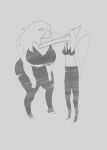  absurd_res anthro big_breasts breasts clothed clothing deltarune dinosaur duo fang_(gvh) feathered_wings feathers female goodbye_volcano_high hair hair_over_eye hi_res humor long_hair long_snout midriff monochrome one_eye_obstructed pterodactylus pterosaur reptile scalie simple_background sketch snoot_game_(fan_game) snout susie_(deltarune) undertale_(series) unknown_artist video_games white_background wings 