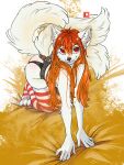  2022 4_toes 5_fingers anthro breasts clothing digital_media_(artwork) feet female fingers fur gimka hair hi_res orange_body orange_fur panties red_eyes red_hair smile solo toes underwear white_body white_fur 