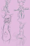  anthro apron apron_only clothed clothing erection erection_under_clothing gomiii grinding hi_res male masturbation mostly_nude pillow pillow_humping rear_view sketch solo 