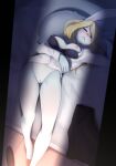  anthro bed blonde_hair blush bottomless bra_down breasts carrot_(one_piece) clothed clothing eyes_closed female fur furniture genitals hair head_on_pillow hi_res inside lagomorph leporid long_ears lying mammal minkmen_(one_piece) mycrys nipples on_back on_bed one_piece pussy rabbit sleeping solo unbuttoned_shirt white_body white_fur 