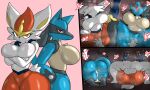  all_fours anthro big_breasts big_butt bodily_fluids breasts butt canid canine cinderace clothing cum cum_inside double_fingering drooling_cum enigi09 excessive_cum excessive_genital_fluids female ffm_threesome fingering from_front_position generation_4_pokemon generation_8_pokemon genital_fluids group group_sex hi_res huge_breasts huge_butt human human_on_anthro interspecies lagomorph legwear leporid lucario lying male male_fingering_female mammal mating_press nintendo on_back penetration pokemon pokemon_(species) pokephilia sex thigh_highs threesome tongue tongue_out trio vaginal vaginal_penetration video_games wide_hips 