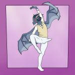  akell anthro ballet blush bulge clothed clothing dragon erection erection_under_clothing genital_outline hi_res male membrane_(anatomy) membranous_wings penis_outline red_eyes scalie solo western_dragon wings 