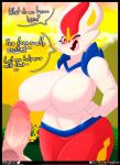  anthro big_breasts big_ears breasts cheek_tuft cinderace curvy_figure disembodied_penis duo english_text facial_tuft female generation_1_pokemon generation_8_pokemon genitals hi_res lagomorph male male/female mammal mojiuwu nintendo one_eye_closed penis pikachu pokemon pokemon_(species) rodent text tuft video_games voluptuous 