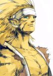  1boy animal_ears blonde_hair blue_eyes breath_of_fire breath_of_fire_iii closed_mouth furry furry_male highres kannoaki looking_at_viewer male_focus rei_(breath_of_fire) simple_background smile solo white_background 