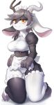  absurd_res anthro black_body blush bovid breasts camel_toe caprine clothing female genital_outline goat hair healingpit hi_res looking_at_viewer mammal pussy_outline simple_background solo underwear white_background white_body 