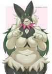  anthro big_breasts bodily_fluids breasts female fur generation_9_pokemon genital_fluids genitals green_body green_fur harnny hi_res huge_breasts meowscarada nintendo pokemon pokemon_(species) pussy pussy_juice solo thick_thighs video_games 
