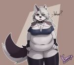  anthro belly belly_overhang big_belly big_breasts bottomless breasts canid canid_demon cleavage clothed clothing demon female hellhound helluva_boss hi_res lonnyk looking_at_viewer loona_(helluva_boss) mammal obese obese_female overweight overweight_female solo 