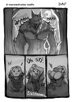  absurd_res anthro big_butt breasts butt canid canine clothed clothing comic duart female hi_res human male mammal muscular muscular_female nude presenting were werecanid werecanine werewolf 