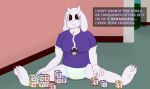  absurd_res artist_name block blush bodily_fluids breasts clothing dialogue diaper embarrassed english_text feces female genital_fluids hi_res implied_scat infantilism inside messy_diaper omorashi onesie pacifer sitting sitting_on_ground soiling solo spread_legs spreading text toriel undertale_(series) urine wayward_pony_(artist) wet_diaper wetting 
