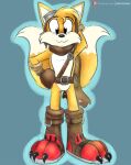  2022 2_tails anthro belt black_nose boots canid canine claws clothing digital_media_(artwork) eyewear eyewear_on_head footwear fox fur gloves goggles goggles_on_head handwear hi_res male mammal miles_prower multi_tail multicolored_body multicolored_fur scarf sega smile solo sonic_the_hedgehog_(series) theinspiredsphynx toe_claws two_tone_body two_tone_fur white_body white_fur yellow_body yellow_fur 