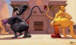  3d_(artwork) bra clothing digital_media_(artwork) dildo dildo_insertion disney domizoni duo el_arca felid female hot_dogging lion mammal nala pantherine panthy sex_toy sex_toy_insertion source_filmmaker the_lion_king underwear 