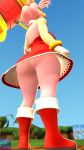  amy_rose anthro blue_sky busterretro butt clothed clothing fur gloves hair hammer handwear hi_res nude sega sky solo sonic_the_hedgehog_(series) tools video_games 