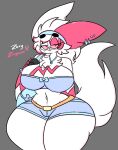  anthro big_breasts bottomwear breasts clothed clothing collar crop_top ear_piercing female generation_3_pokemon hair herpestid hi_res hotpants lewdchuu_(artist) mammal mongoose nintendo piercing pokemon pokemon_(species) red_eyes shirt shorts solo topwear video_games white_body white_hair zangoose zoey_(lewdchuu) 