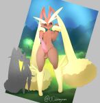  absurd_res alpha_pok&eacute;mon anthro balls big_ears big_penis black_sclera brown_body brown_fur duo erection eyebrows fluffy_ears fur generation_4_pokemon genitals girly hi_res lagomorph larger_male long_ears long_eyebrows looking_up lopunny male male/male mammal nature nintendo nude outside penis penis_size_difference plant pokemon pokemon_(species) size_difference smaller_male standing tapering_penis tree uddragoon video_games wrist_fluff 