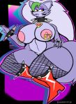  anthro big_breasts boots breasts canid canine canis clothing collar darkandlife2 female fishnet fishnet_legwear five_nights_at_freddy&#039;s five_nights_at_freddy&#039;s:_security_breach footwear hi_res high_heels legwear mammal nipple_piercing nipples nude piercing pose retro roxanne_wolf_(fnaf) scottgames solo spiked_collar spikes synthwave thick_thighs video_games wide_hips wolf 