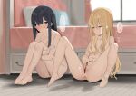  ... 2girls absurdres against_bed bangs bar_censor barefoot black_hair blonde_hair blue_eyes blurry blurry_background blush breasts censored closed_mouth collarbone commentary_request completely_nude curtains female_masturbation female_pubic_hair fingering full_body heart highres hugging_own_legs knees_up lemontyoisy_r18 long_hair looking_at_another masturbation multiple_girls nipples nose_blush nude on_floor original paid_reward_available pubic_hair pussy reclining sitting small_breasts spoken_ellipsis spoken_heart spread_legs straight_hair sweat very_long_hair window wooden_floor yellow_eyes 
