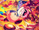  abstract_background backwards_hat baseball_cap blue_eyes clenched_teeth fangs flower hat jester_cap kirby kirby_(series) kirby_super_star marx_(kirby) rose scratches shirushiki shoes sweatdrop teeth thorns wings yo-yo 
