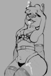  alien ambiguous_gender anthro bdsm bodily_fluids canid canine canis clothing cum digital_media_(artwork) domestic_dog fur genital_fluids harness mammal mxnster_fxcker nipple_tape open_mouth pasties smile solo tape thick_thighs tongue tongue_out wide_hips 