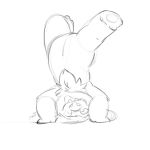  1:1 2021 3_toes alien chest_tuft digital_media_(artwork) disney experiment_(lilo_and_stitch) fan_character feet fur greyscale hair handstand knaveofclubs lilo_and_stitch looking_at_viewer male monochrome notched_ear pawpads sharp_teeth silly simple_background sketch solo stitchils teeth teeth_showing toes tongue tongue_out tuft upside_down white_background 