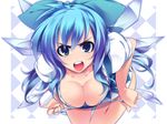  alternate_hairstyle angry blue_eyes blue_hair breasts cirno cleavage dragonmaterial duplicate large_breasts long_hair older solo touhou 