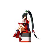  animated animated_gif arc_system_works blazblue blazblue:_calamity_trigger breasts cleavage game gif intro litchi_faye_ling lowres pixel_art sit sitting sprite 