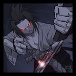  1boy demon_eyes mike_nesbitt naruto red_eyes solo sword uchiha_sasuke weapon 