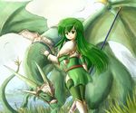  1girl dragon female fire_emblem fire_emblem:_monshou_no_nazo fire_emblem:_shin_ankoku_ryuu_to_hikari_no_tsurugi fire_emblem_mystery_of_the_emblem fire_emblem_shadow_dragon green_hair lance nintendo palla paola polearm red-50869 solo spear weapon wyvern 