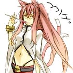  animal_ears arc_system_works blazblue bracelet candy cat_ears cat_tail female glasses jewelry kokonoe labcoat lollipop lowres midriff multiple_tails panties randall09 solo tail underwear white_background yellow_eyes 