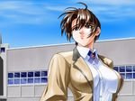  breasts brown_eyes brown_hair crying escalation escalation_hardcore inoue_takuya school_uniform shimamura_miki short_hair tears 