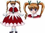  biscuit_krueger character_sheet female gloves hunter_x_hunter lowres orange_hair ribbon skirt solo twintails white_background 